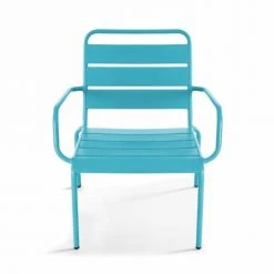 Oviala Fauteuils De Jardin Fauteuil De Jardin Bas Relax Acier Bleu -Fauteuils de jardin Soldes Boutique fauteuil de jardin bas relax acier bleu 4