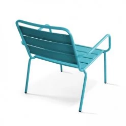 Oviala Fauteuils De Jardin Fauteuil De Jardin Bas Relax Acier Bleu -Fauteuils de jardin Soldes Boutique fauteuil de jardin bas relax acier bleu 5