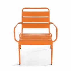 Oviala Fauteuils De Jardin Fauteuil De Jardin Bas Relax Acier Orange -Fauteuils de jardin Soldes Boutique fauteuil de jardin bas relax acier orange 4