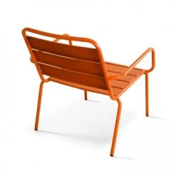 Oviala Fauteuils De Jardin Fauteuil De Jardin Bas Relax Acier Orange -Fauteuils de jardin Soldes Boutique fauteuil de jardin bas relax acier orange 5
