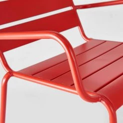 Oviala Fauteuils De Jardin Fauteuil De Jardin Bas Relax Acier Rouge -Fauteuils de jardin Soldes Boutique fauteuil de jardin bas relax acier rouge 3