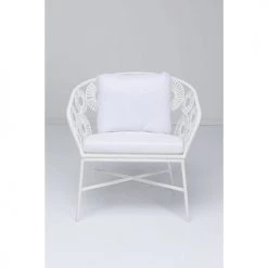 Kare Design Fauteuils De Jardin Fauteuil De Jardin Blanc Et Acier -Fauteuils de jardin Soldes Boutique fauteuil de jardin blanc et acier 3