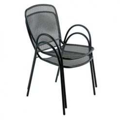 Essenciel Green Chaises De Jardin Fauteuil De Jardin Empilable En Acier Noir -Fauteuils de jardin Soldes Boutique fauteuil de jardin empilable en acier noir 3