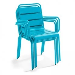 Oviala Chaises De Jardin Fauteuil De Jardin En Acier Bleu -Fauteuils de jardin Soldes Boutique fauteuil de jardin en acier bleu 7