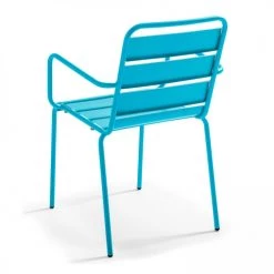 Oviala Chaises De Jardin Fauteuil De Jardin En Acier Bleu -Fauteuils de jardin Soldes Boutique fauteuil de jardin en acier bleu 8