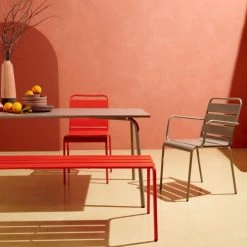 Oviala Chaises De Jardin Fauteuil De Jardin En Acier Rouge -Fauteuils de jardin Soldes Boutique fauteuil de jardin en acier rouge 10