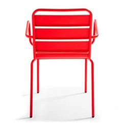 Oviala Chaises De Jardin Fauteuil De Jardin En Acier Rouge -Fauteuils de jardin Soldes Boutique fauteuil de jardin en acier rouge 11