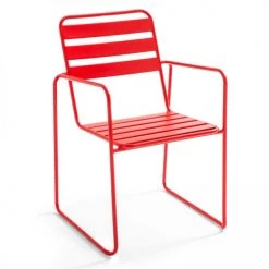 Oviala Fauteuils De Jardin Fauteuil De Jardin En Acier Rouge