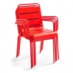 Oviala Chaises De Jardin Fauteuil De Jardin En Acier Rouge -Fauteuils de jardin Soldes Boutique fauteuil de jardin en acier rouge 7