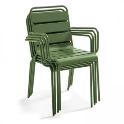 Oviala Chaises De Jardin Fauteuil De Jardin En Acier Vert Cactus -Fauteuils de jardin Soldes Boutique fauteuil de jardin en acier vert cactus 1