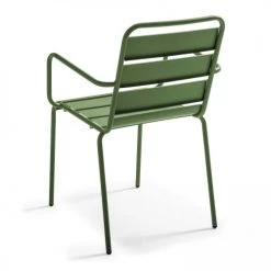 Oviala Chaises De Jardin Fauteuil De Jardin En Acier Vert Cactus -Fauteuils de jardin Soldes Boutique fauteuil de jardin en acier vert cactus 2