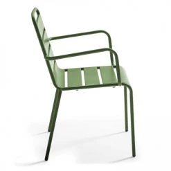 Oviala Chaises De Jardin Fauteuil De Jardin En Acier Vert Cactus -Fauteuils de jardin Soldes Boutique fauteuil de jardin en acier vert cactus 4