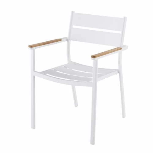 Maisons Du Monde Fauteuils De Jardin Fauteuil De Jardin En Aluminium Blanc Et Teck Massif 3 Maisons Du Monde Fauteuils De Jardin Fauteuil De Jardin En Aluminium Blanc Et Teck Massif