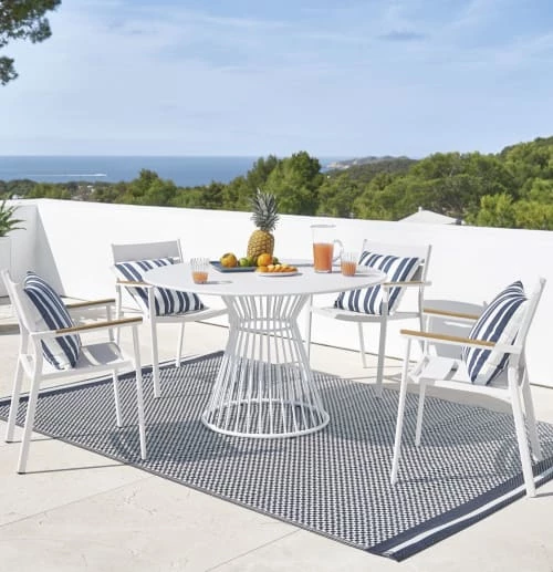 Maisons Du Monde Fauteuils De Jardin Fauteuil De Jardin En Aluminium Blanc Et Teck Massif 4 Maisons Du Monde Fauteuils De Jardin Fauteuil De Jardin En Aluminium Blanc Et Teck Massif – Image 2