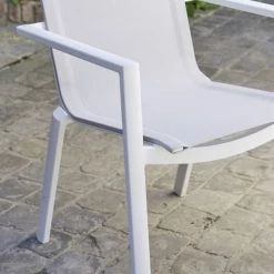 Bois Dessus Bois Dessous Chaises De Jardin Fauteuil De Jardin En Aluminium Blanc Et Textilène Gris -Fauteuils de jardin Soldes Boutique fauteuil de jardin en aluminium blanc et textilene gris 3