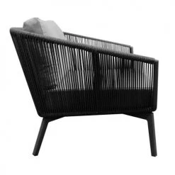 Meubletmoi Fauteuils De Jardin Fauteuil De Jardin En Aluminium Coussins Tissu Gris Et Corde -Fauteuils de jardin Soldes Boutique fauteuil de jardin en aluminium coussins tissu gris et corde 4