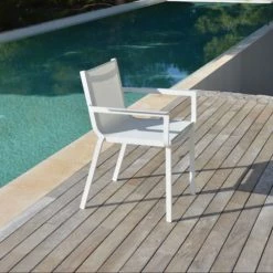 Arcane Chaises De Jardin Fauteuil De Jardin En Aluminium Et Textilène Blanc -Fauteuils de jardin Soldes Boutique fauteuil de jardin en aluminium et textilene blanc 4