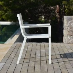 Arcane Chaises De Jardin Fauteuil De Jardin En Aluminium Et Textilène Blanc -Fauteuils de jardin Soldes Boutique fauteuil de jardin en aluminium et textilene blanc 5