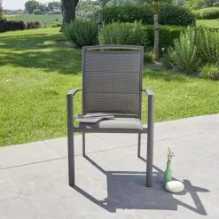 Bois Dessus Bois Dessous Chaises De Jardin Fauteuil De Jardin En Aluminium Et Textilène Gris -Fauteuils de jardin Soldes Boutique fauteuil de jardin en aluminium et textilene gris 2