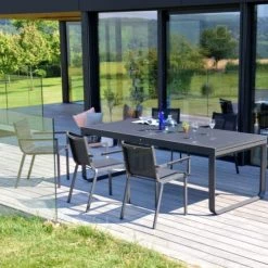 Arcane Chaises De Jardin Fauteuil De Jardin En Aluminium Et Textilène Gris Anthracite -Fauteuils de jardin Soldes Boutique fauteuil de jardin en aluminium et textilene gris anthracite 2