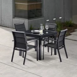 Bois Dessus Bois Dessous Chaises De Jardin Fauteuil De Jardin En Aluminium Et Textilène Noir -Fauteuils de jardin Soldes Boutique fauteuil de jardin en aluminium et textilene noir 5