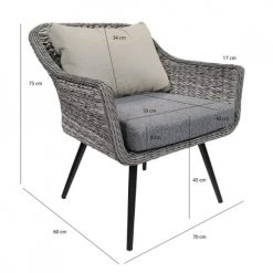 Meubletmoi Fauteuils De Jardin Fauteuil De Jardin En Aluminium Et Tressage Gris -Fauteuils de jardin Soldes Boutique fauteuil de jardin en aluminium et tressage gris 4
