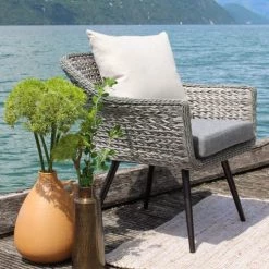 Meubletmoi Fauteuils De Jardin Fauteuil De Jardin En Aluminium Et Tressage Gris -Fauteuils de jardin Soldes Boutique fauteuil de jardin en aluminium et tressage gris 5