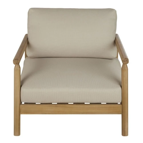 Maisons Du Monde Fauteuils De Jardin Fauteuil De Jardin En Bois D'acacia Massif Et Coussins Beiges 4 Maisons Du Monde Fauteuils De Jardin Fauteuil De Jardin En Bois D'acacia Massif Et Coussins Beiges – Image 2
