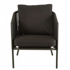 Meubles & Design Fauteuils De Jardin Fauteuil De Jardin En Corde Avec Coussins Rembourrés Noir