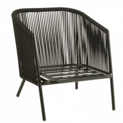 Meubles & Design Fauteuils De Jardin Fauteuil De Jardin En Corde Avec Coussins Rembourrés Noir -Fauteuils de jardin Soldes Boutique fauteuil de jardin en corde avec coussins rembourres noir 3