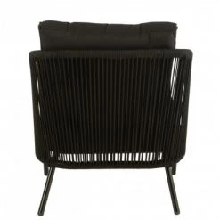 Meubles & Design Fauteuils De Jardin Fauteuil De Jardin En Corde Avec Coussins Rembourrés Noir -Fauteuils de jardin Soldes Boutique fauteuil de jardin en corde avec coussins rembourres noir 4