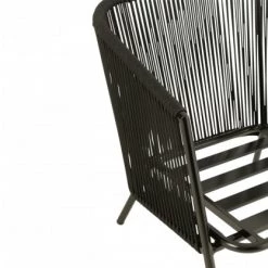 Meubles & Design Fauteuils De Jardin Fauteuil De Jardin En Corde Avec Coussins Rembourrés Noir -Fauteuils de jardin Soldes Boutique fauteuil de jardin en corde avec coussins rembourres noir 5