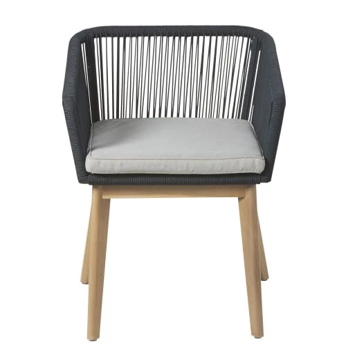 Maisons Du Monde Fauteuils De Jardin Fauteuil De Jardin En Corde Tressée Anthracite Et Toile Gris Clair 4 Maisons Du Monde Fauteuils De Jardin Fauteuil De Jardin En Corde Tressée Anthracite Et Toile Gris Clair – Image 2