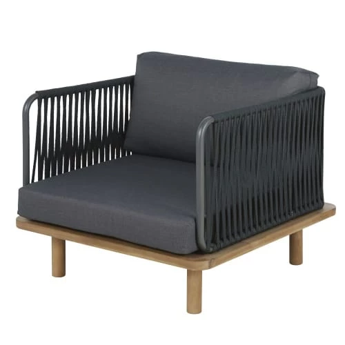 Maisons Du Monde Fauteuils De Jardin Fauteuil De Jardin En Corde Tressée Gris Anthracite Et Bois D'acacia Massif 3 Maisons Du Monde Fauteuils De Jardin Fauteuil De Jardin En Corde Tressée Gris Anthracite Et Bois D'acacia Massif