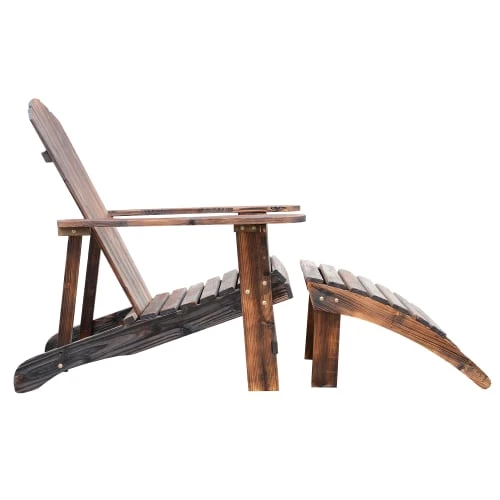 Homcom Chaises De Jardin Fauteuil De Jardin En Pin Avec Repose-pied 5 Homcom Chaises De Jardin Fauteuil De Jardin En Pin Avec Repose-pied – Image 3