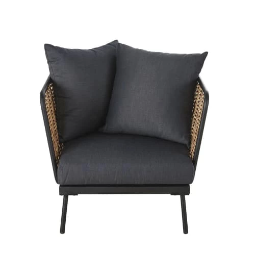 Maisons Du Monde Fauteuils De Jardin Fauteuil De Jardin En Résine Imitation Rotin Et Toile Gris Anthracite 5 Maisons Du Monde Fauteuils De Jardin Fauteuil De Jardin En Résine Imitation Rotin Et Toile Gris Anthracite – Image 3
