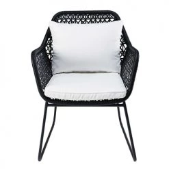 Maisons Du Monde Fauteuils De Jardin Fauteuil De Jardin En Résine Tressée Noire Et Coussins Blancs -Fauteuils de jardin Soldes Boutique fauteuil de jardin en resine tressee noire et coussins blancs 1000 11 11 164503 1