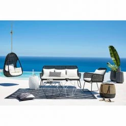 Maisons Du Monde Fauteuils De Jardin Fauteuil De Jardin En Résine Tressée Noire Et Coussins Blancs -Fauteuils de jardin Soldes Boutique fauteuil de jardin en resine tressee noire et coussins blancs 1000 11 11 164503 6