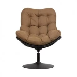 Woood Fauteuils De Jardin Fauteuil De Jardin En Rotin Avec Coussin En Tissu Marron