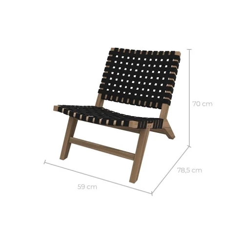 Rendez Vous Déco Fauteuils De Jardin Fauteuil De Jardin En Teck Et Sangles En Tissu Noir 5 Rendez Vous Déco Fauteuils De Jardin Fauteuil De Jardin En Teck Et Sangles En Tissu Noir – Image 3