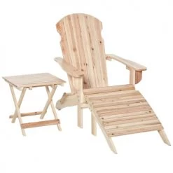 Outsunny Fauteuils De Jardin Fauteuil De Jardin Pliable Repose-pied Table Basse Sapin Naturel