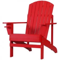 Outsunny Fauteuils De Jardin Fauteuil De Jardin Porte-gobelet Bois De Sapin Traité Peint Rouge