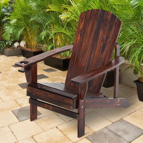 Outsunny Fauteuils De Jardin Fauteuil De Jardin Porte-gobelet Intégré Bois De Sapin Traité Marron 4 Outsunny Fauteuils De Jardin Fauteuil De Jardin Porte-gobelet Intégré Bois De Sapin Traité Marron – Image 2
