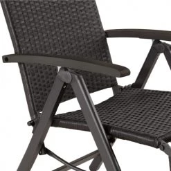 Tectake Fauteuils De Jardin Fauteuil De Relaxation Pliable Avec Repose-pieds Noir -Fauteuils de jardin Soldes Boutique fauteuil de relaxation pliable avec repose pieds noir 2
