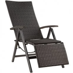Tectake Fauteuils De Jardin Fauteuil De Relaxation Pliable Avec Repose-pieds Noir