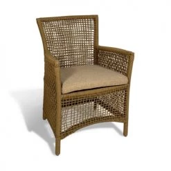 Now’s Home Chaises De Jardin Fauteuil De Table D'extérieur Taupe En Corde Avec Coussin