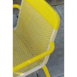 Kok Maison Chaises De Jardin Fauteuil De Table De Jardin En Résine Jaune Citron -Fauteuils de jardin Soldes Boutique fauteuil de table de jardin en resine jaune citron 3