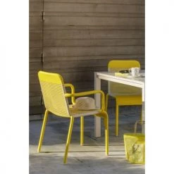 Kok Maison Chaises De Jardin Fauteuil De Table De Jardin En Résine Jaune Citron -Fauteuils de jardin Soldes Boutique fauteuil de table de jardin en resine jaune citron 4