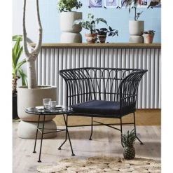Nordal Fauteuils De Jardin Fauteuil Design Extérieur Avec Coussin Noir -Fauteuils de jardin Soldes Boutique fauteuil design exterieur avec coussin noir 3