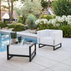 Mojow Fauteuils De Jardin Fauteuil Design Lumineux Cadre Aluminum Assise Thermoplastique Blanc -Fauteuils de jardin Soldes Boutique fauteuil design lumineux cadre aluminum assise thermoplastique blanc 2